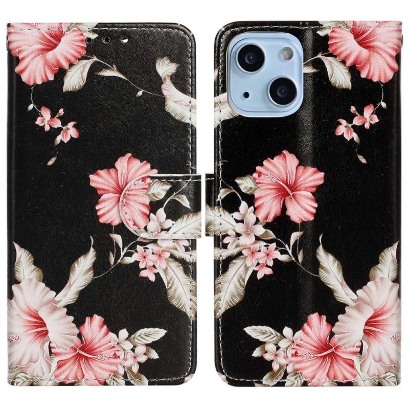 Folio-hoesje voor iPhone 14 Bloemen
