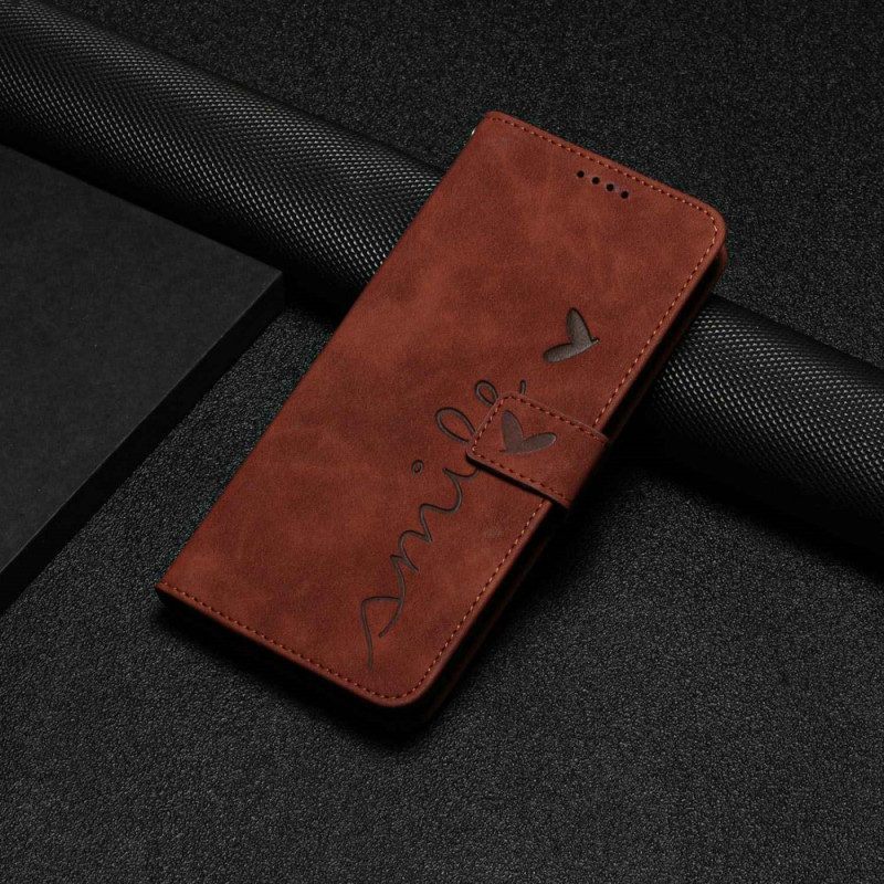 Folio-hoesje voor iPhone 14 Glimlach Met Sleutelkoord