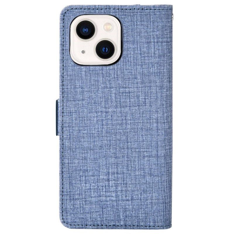 Folio-hoesje voor iPhone 14 Jeans Met Roterende Kaarthouder
