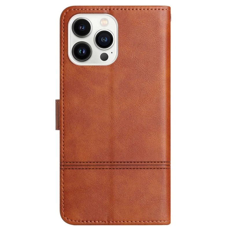 Folio-hoesje voor iPhone 14 Pro Max Met Ketting Zakelijke Lederen Stijl Met Bandjes