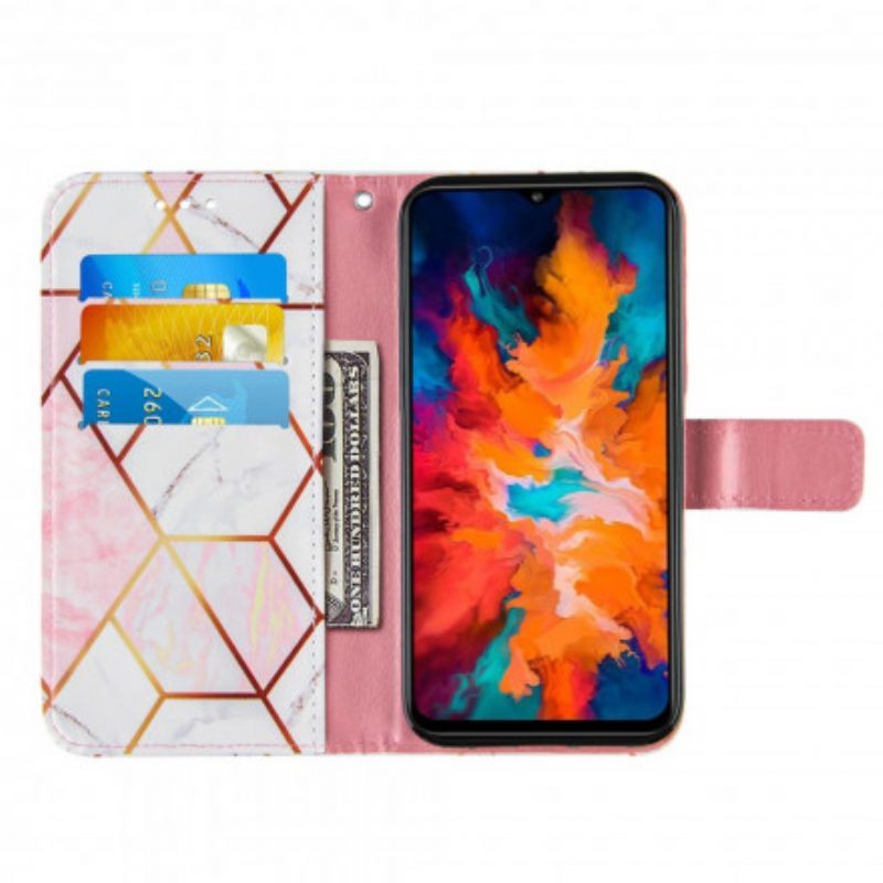 Folio-hoesje voor Moto G50 Met Ketting Gestreept Geometrisch Marmer