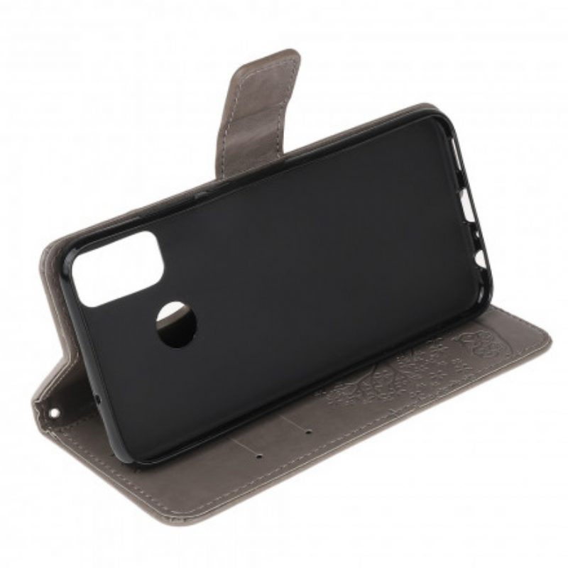Folio-hoesje voor Moto G50 Met Ketting String Boom En Uilen