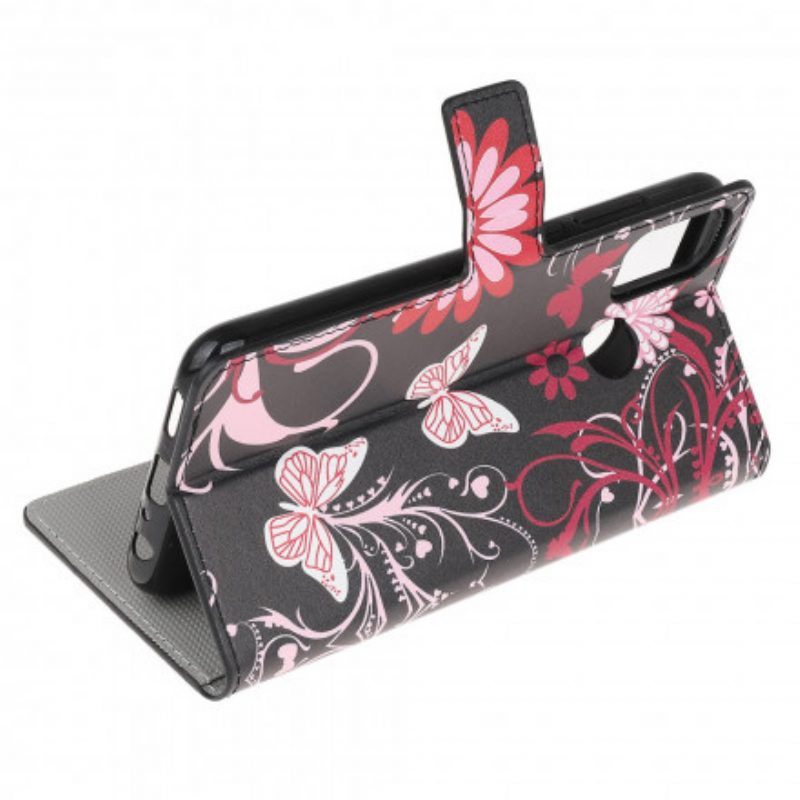 Folio-hoesje voor Moto G50 Vlinders En Bloemen