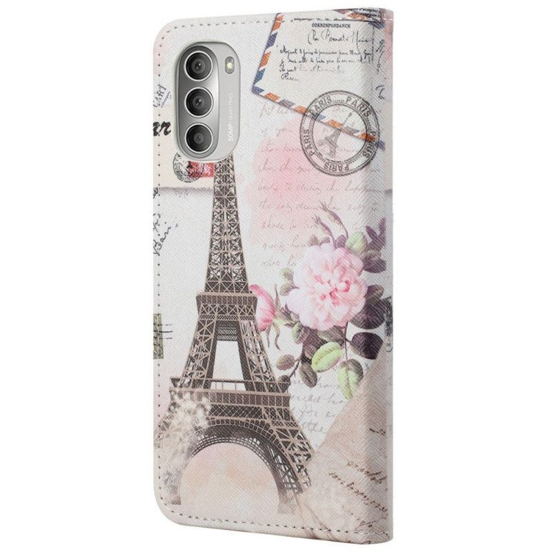 Folio-hoesje voor Moto G51 5G Retro Eiffeltoren