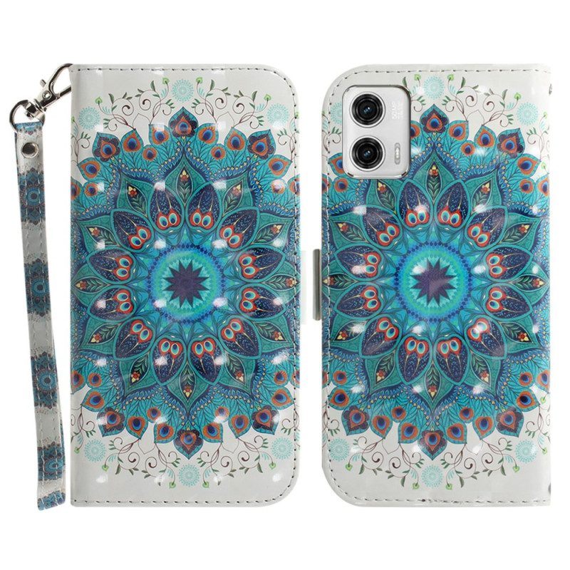 Folio-hoesje voor Moto G73 5G Met Ketting Strakke Mandala