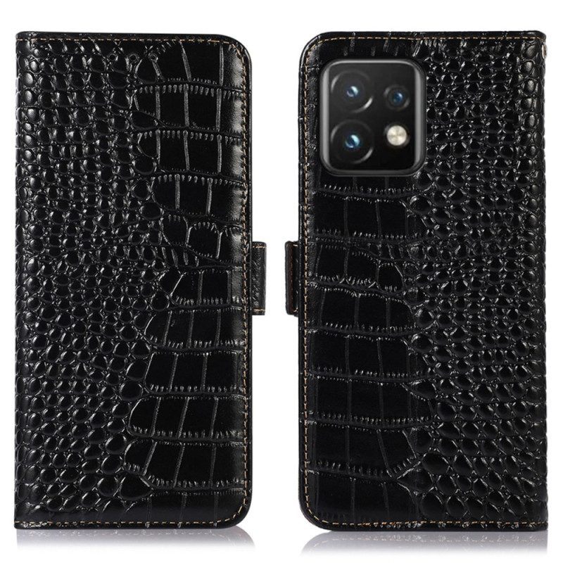Folio-hoesje voor Motorola Edge 40 Pro Rfid In Krokodilstijl