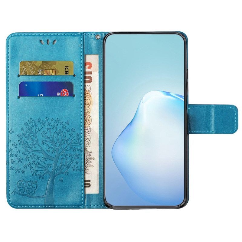 Folio-hoesje voor OnePlus 10T 5G Met Ketting Strappy Uil Boom