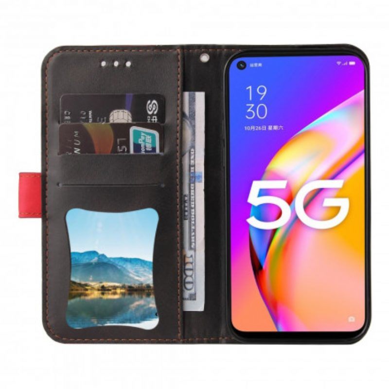 Folio-hoesje voor Oppo A54 5G / A74 5G Gekleurd Tweekleurig Kunstleer