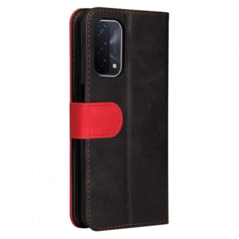 Folio-hoesje voor Oppo A54 5G / A74 5G Gekleurd Tweekleurig Kunstleer
