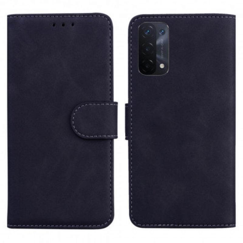 Folio-hoesje voor Oppo A54 5G / A74 5G Monochroom Leereffect