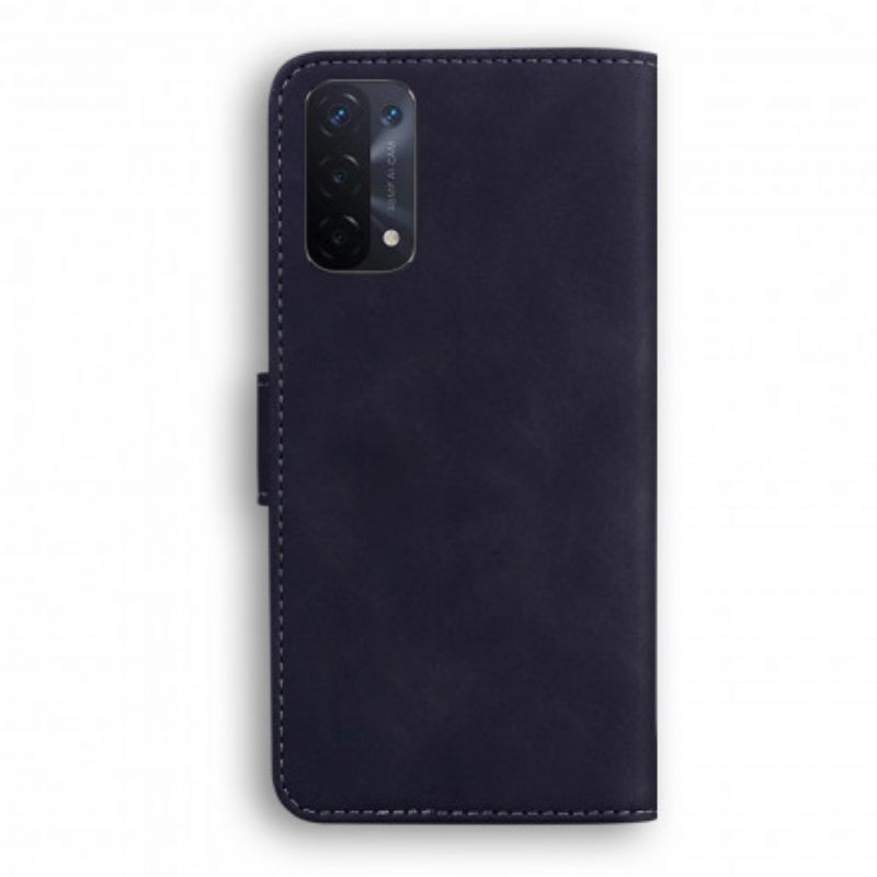 Folio-hoesje voor Oppo A54 5G / A74 5G Monochroom Leereffect