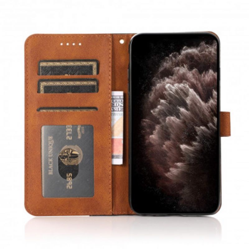 Folio-hoesje voor Oppo A54 5G / A74 5G Tweekleurig Driehoekig Imitatieleer