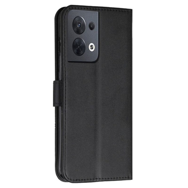 Folio-hoesje voor Oppo Reno 8 Met Ketting Geometrisch Leereffect Met Bandjes