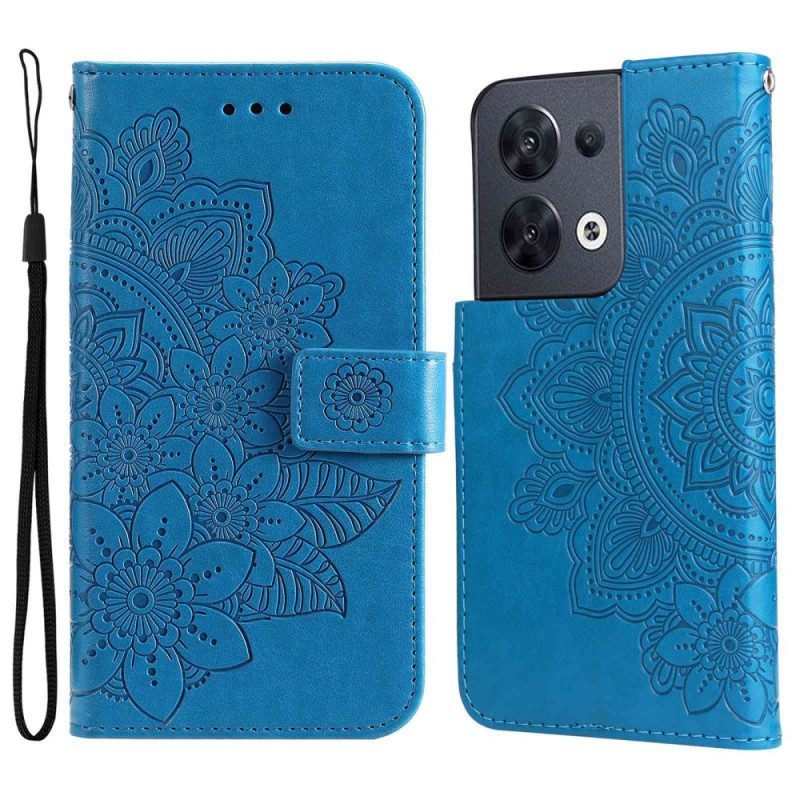 Folio-hoesje voor Oppo Reno 8 Met Ketting Strakke Bloemen