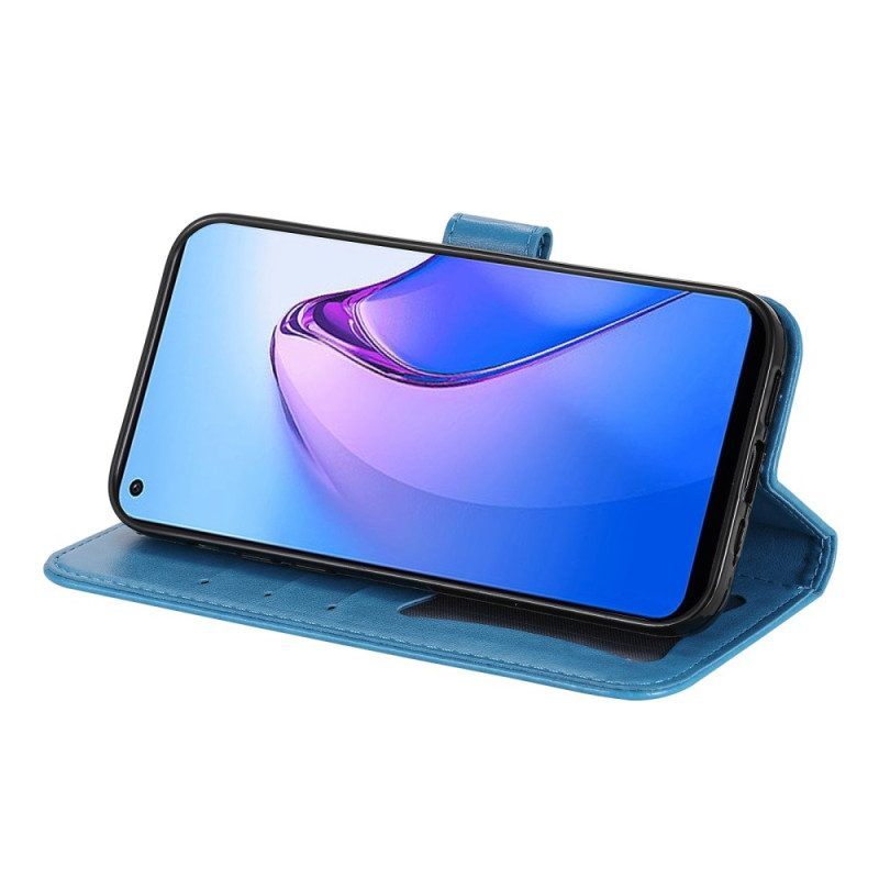 Folio-hoesje voor Oppo Reno 8 Met Ketting Strakke Bloemen