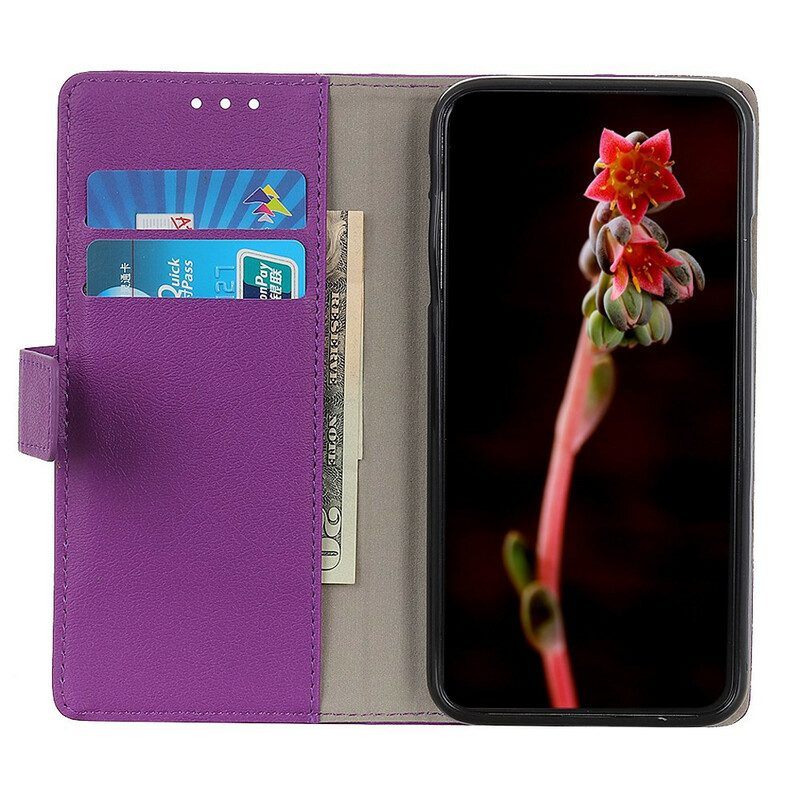 Folio-hoesje voor Realme X50 Klassiek Leereffect