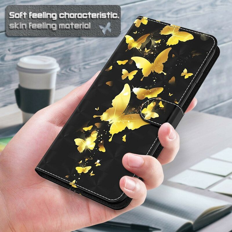 Folio-hoesje voor Samsung Galaxy M12 / A12 Gele Vlinders