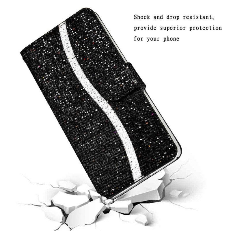 Folio-hoesje voor Samsung Galaxy S23 5G Met Ketting Pailletten Met Bandjes