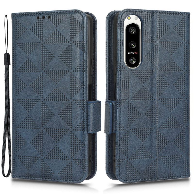 Folio-hoesje voor Sony Xperia 5 IV Driehoeken In Retrostijl