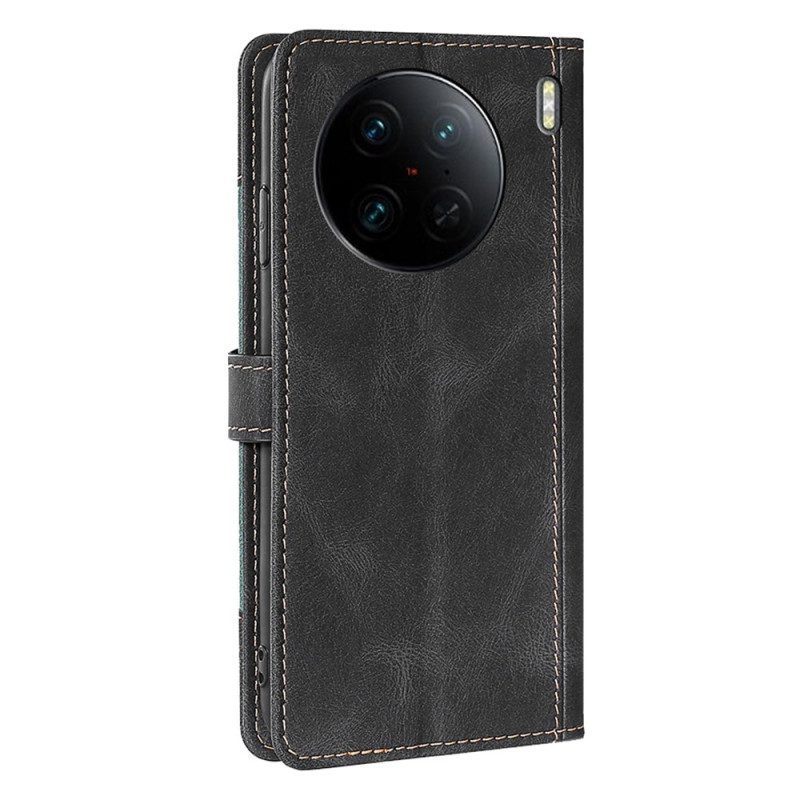 Folio-hoesje voor Vivo X90 Pro Imitatieleer Bicolor Stijlvol