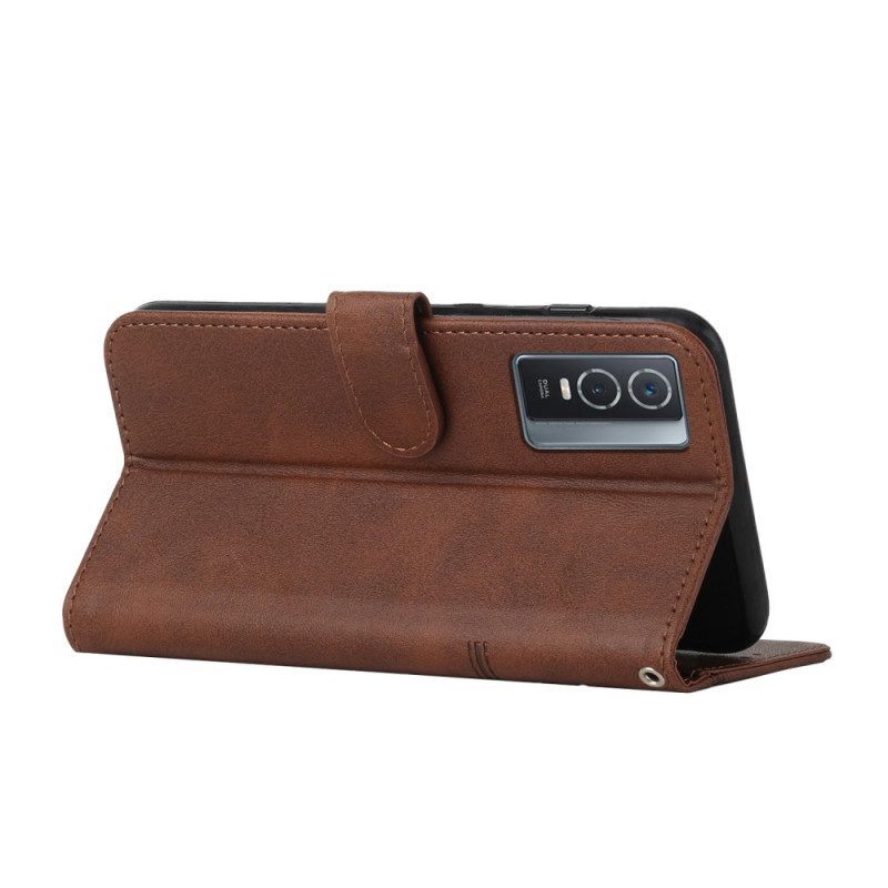 Folio-hoesje voor Vivo Y76 5G Met Ketting Geo-leereffect Met Bandjes