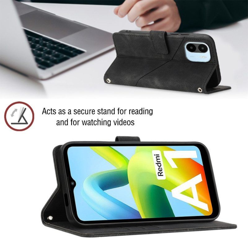 Folio-hoesje voor Xiaomi Redmi A1 Met Ketting Jaren 70-stijl Met Bandjes