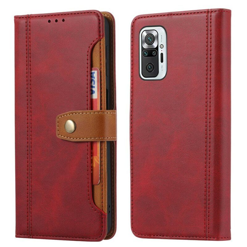 Folio-hoesje voor Xiaomi Redmi Note 10 / 10S Voorkaarthouder En Riem
