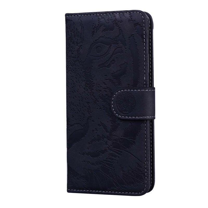 Folio-hoesje voor Xiaomi Redmi Note 10 5G Tijger Gezicht Afdrukken
