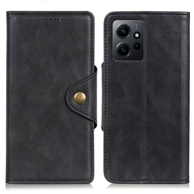 Folio-hoesje voor Xiaomi Redmi Note 12 4G Magnetische Knop Van Imitatieleer
