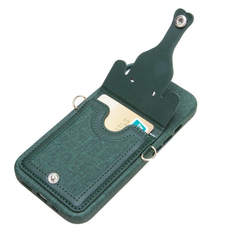 Hoesje voor iPhone 14 Olifant Kaarthouder Met Lanyard