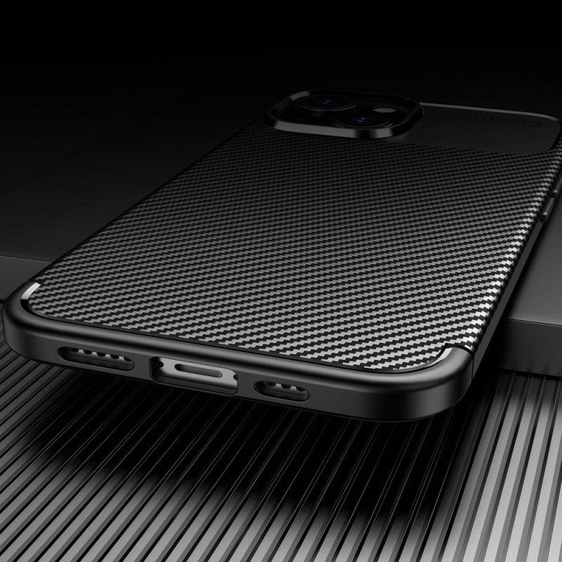 Hoesje voor iPhone 14 Plus Flexibele Koolstofvezeltextuur