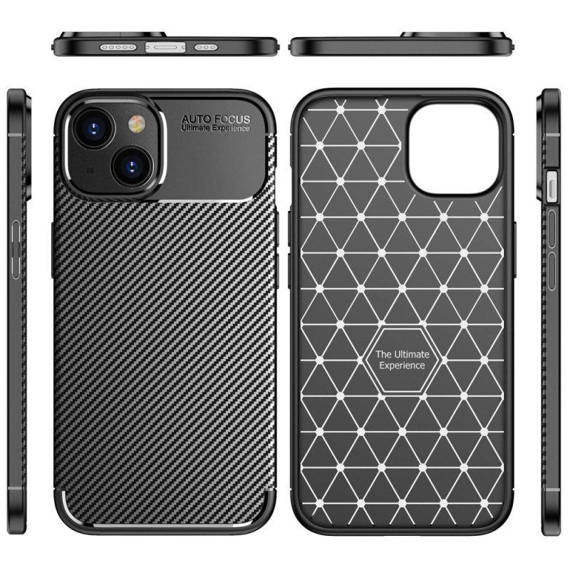 Hoesje voor iPhone 14 Plus Flexibele Koolstofvezeltextuur