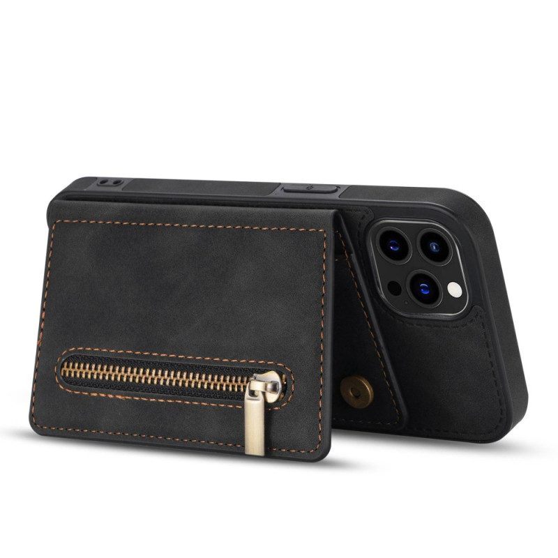 Hoesje voor iPhone 14 Pro Portemonnee Leren Handsfree Ondersteuningsportemonnee