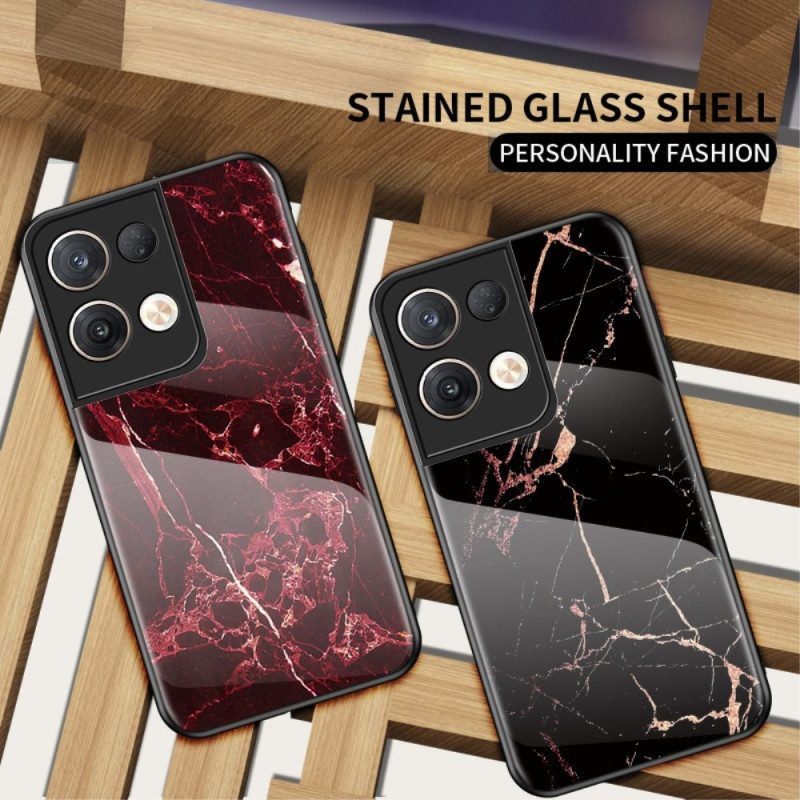 Hoesje voor Oppo Reno 8 Pro Marmer Gehard Glas