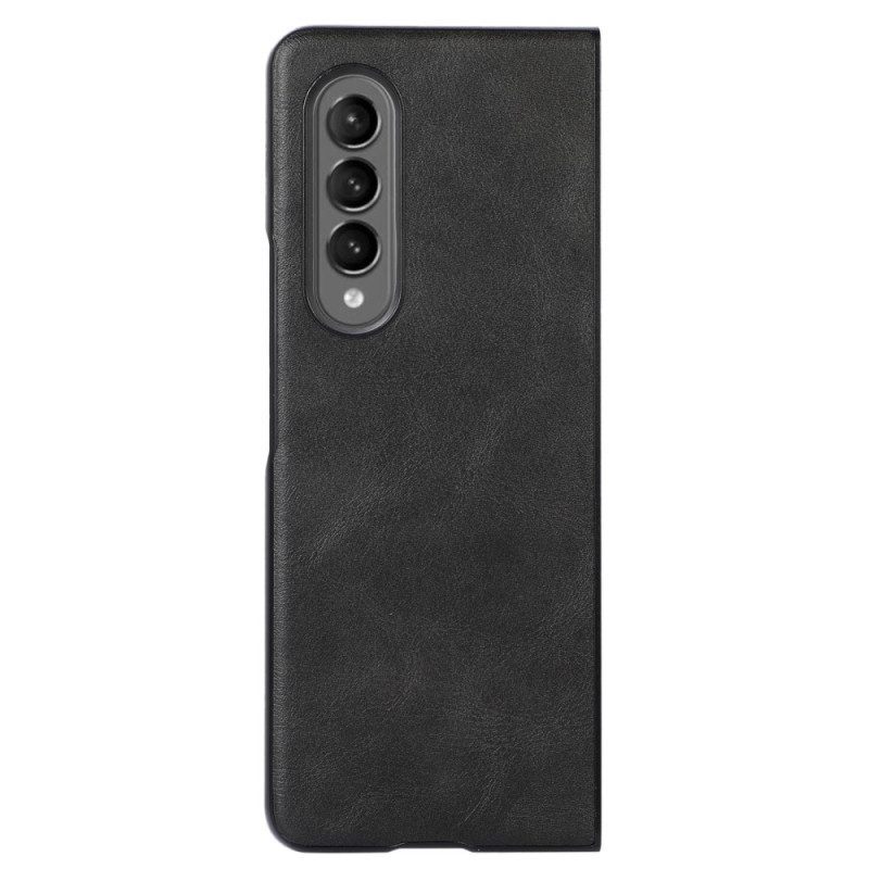 Hoesje voor Samsung Galaxy Z Fold 4 Klassieke Kunstleertextuur