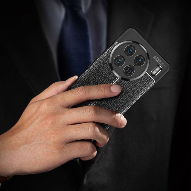 Hoesje voor Vivo X90 Pro Dubbellijnig Litchi-leereffect