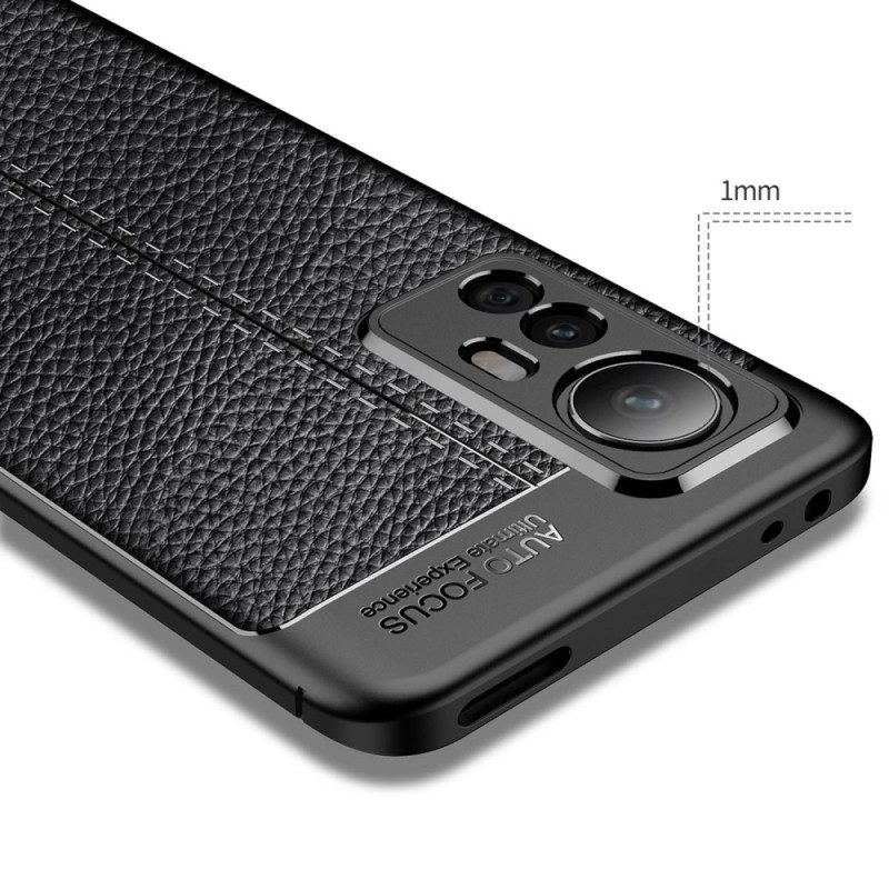 Hoesje voor Xiaomi 12T / 12T Pro Dubbellijnig Litchi-leereffect