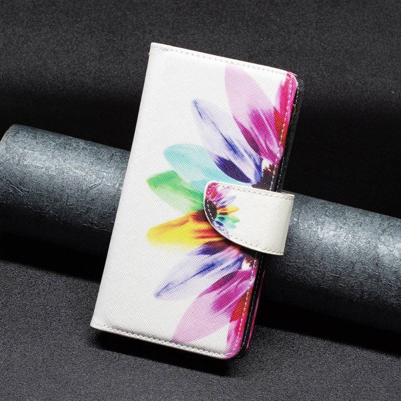 Leren Hoesje voor iPhone 14 Pro Max Bloemzak Met Ritssluiting
