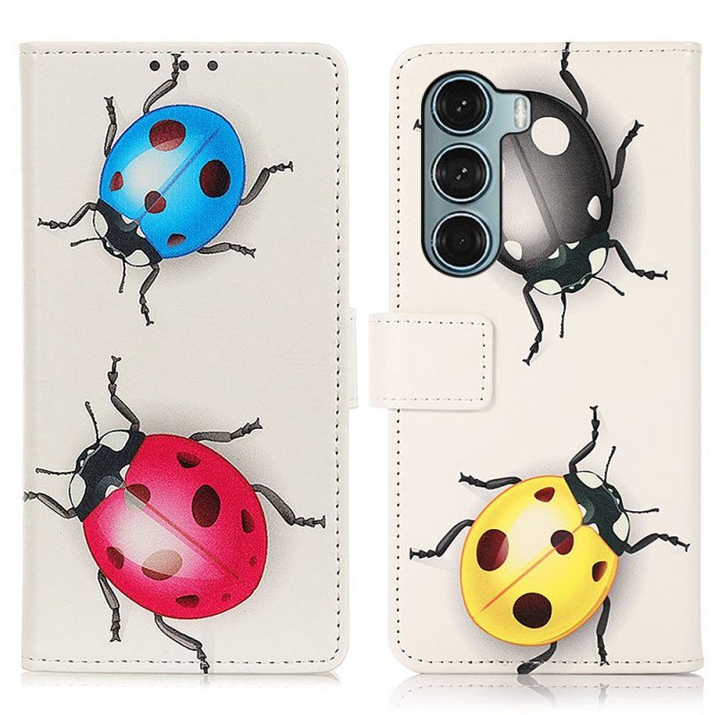 Leren Hoesje voor Moto G200 5G Lieveheersbeestjes