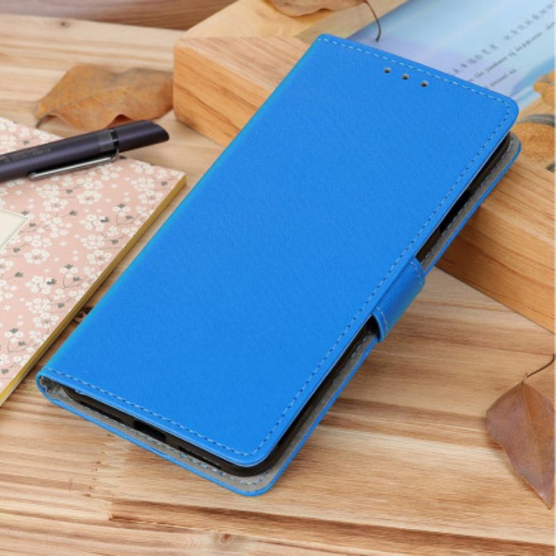 Leren Hoesje voor Oppo A15 Eenvoudig Glanzend Leereffect