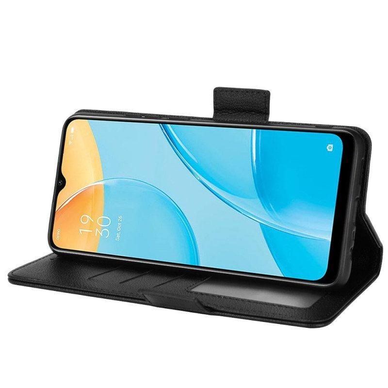 Leren Hoesje voor Oppo A15 Folio-hoesje Flap Double Litchi Nieuwe Kleuren