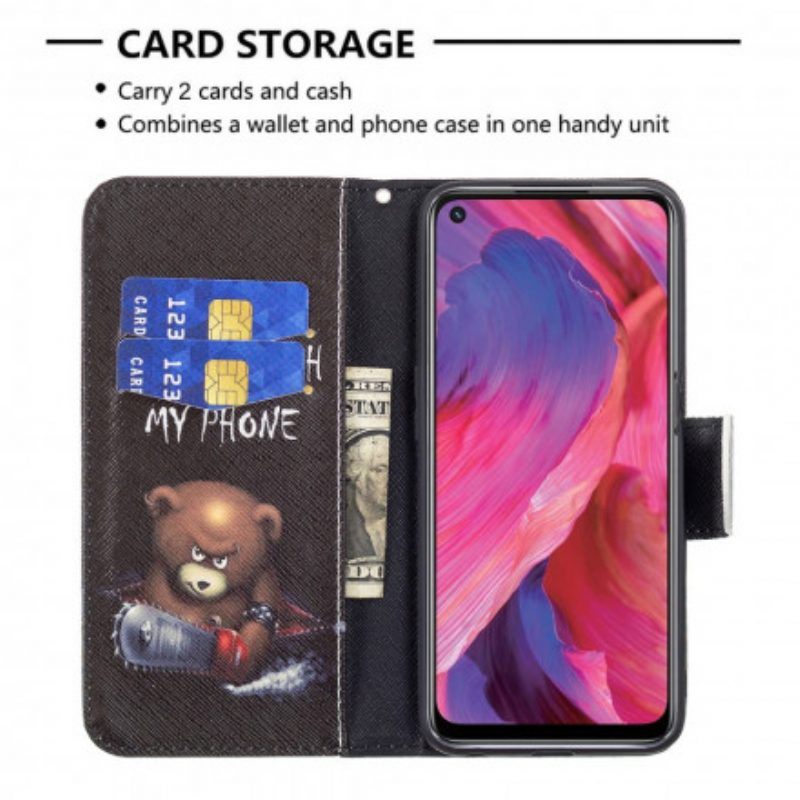 Leren Hoesje voor Oppo A54 5G / A74 5G Gevaarlijke Beer