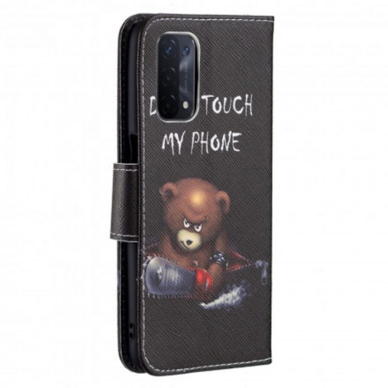 Leren Hoesje voor Oppo A54 5G / A74 5G Gevaarlijke Beer