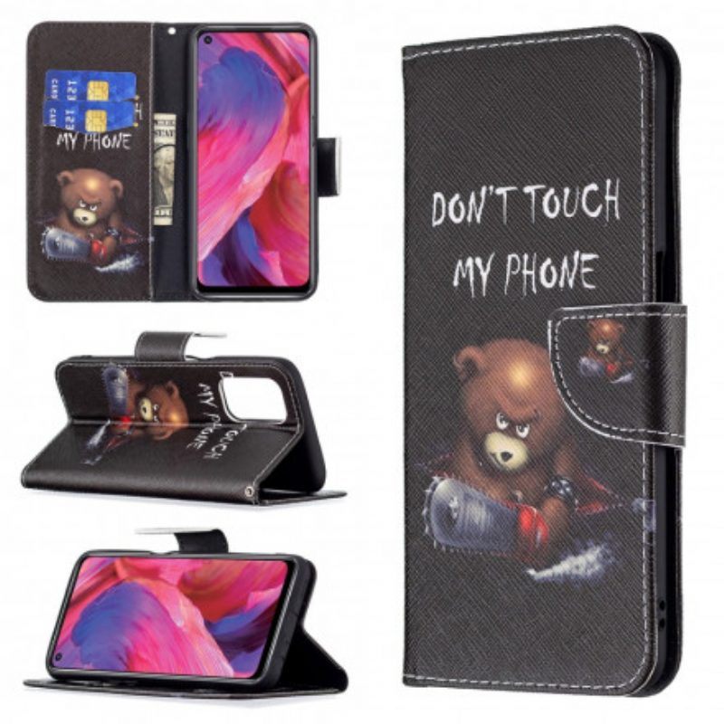 Leren Hoesje voor Oppo A54 5G / A74 5G Gevaarlijke Beer