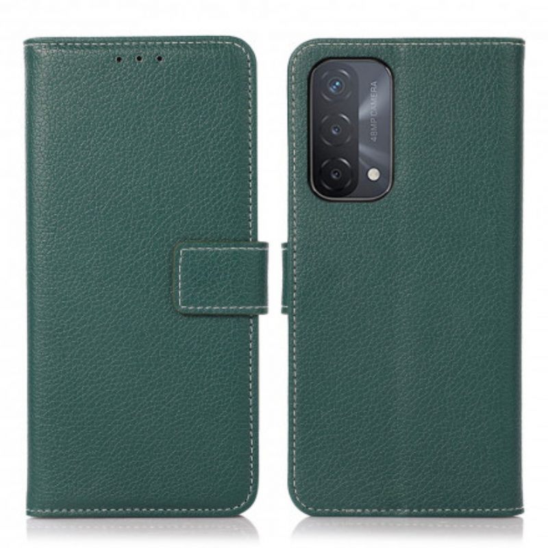 Leren Hoesje voor Oppo A54 5G / A74 5G Lychee-textuur