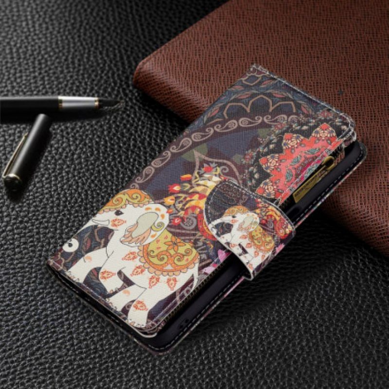 Leren Hoesje voor Oppo A54 5G / A74 5G Olifantenzak Met Ritssluiting