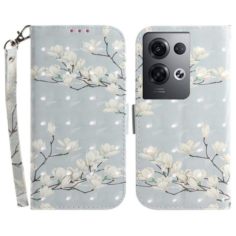 Leren Hoesje voor Oppo Reno 8 Pro Tempels Met Lanyard