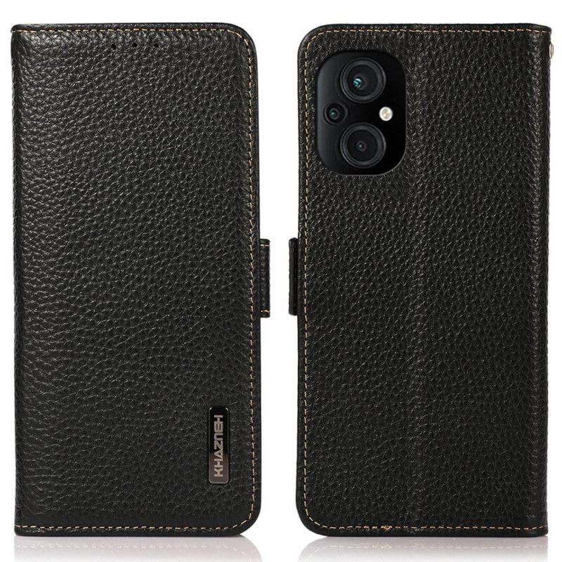 Leren Hoesje voor Poco M4 5G Lychee Leer Khazneh Rfid
