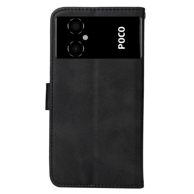 Leren Hoesje voor Poco M4 5G Met Ketting Kunstleren Riem