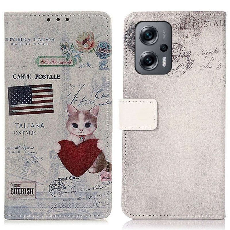 Leren Hoesje voor Poco X4 GT Reiziger Kat